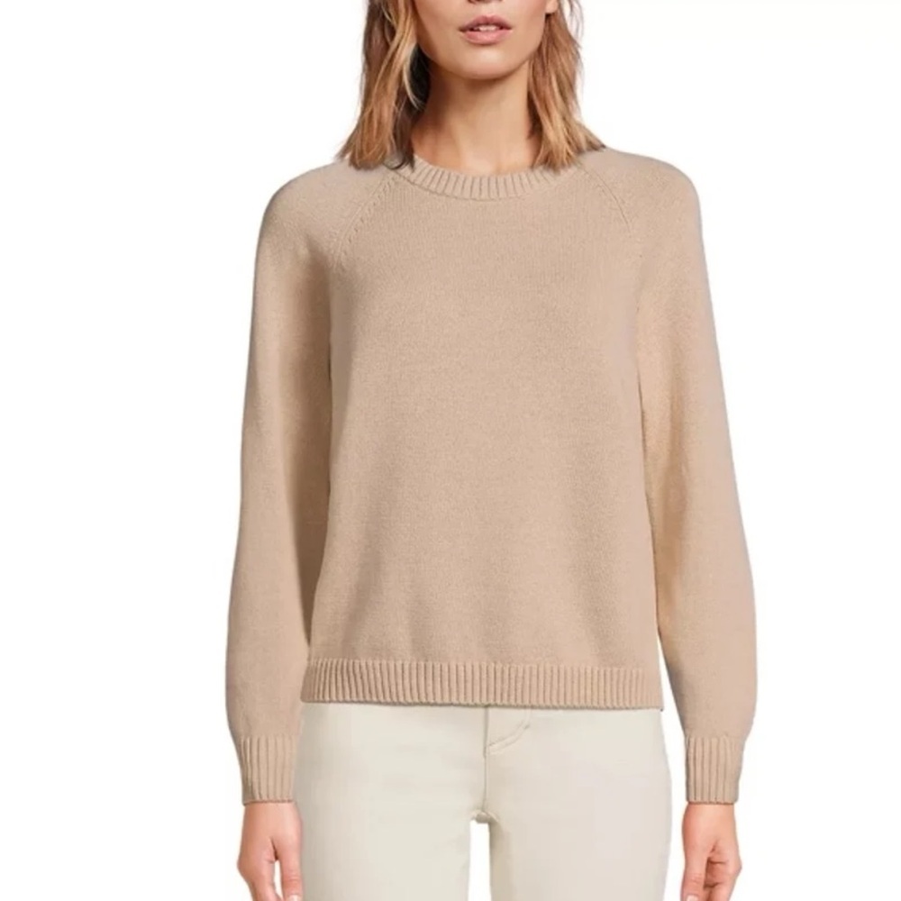 Lands’ End Women's Drifter Raglan Crew Sweater 100% Cotton Size Medium